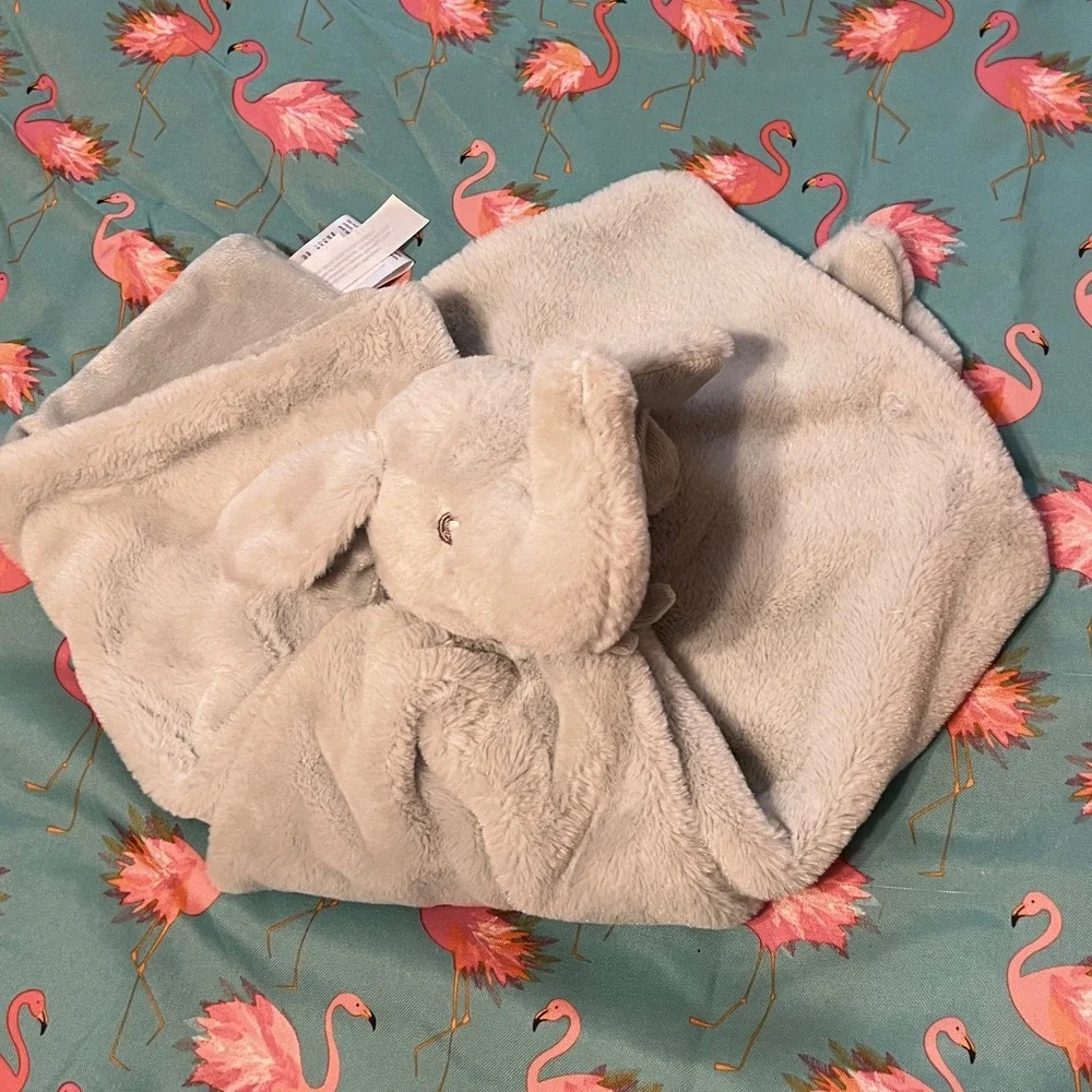 Little Miracles Elephant Security Blanket Light Blue Plush Faux Lovey Large